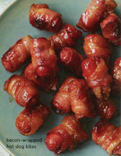 Bacon-wrapped hot dog bites