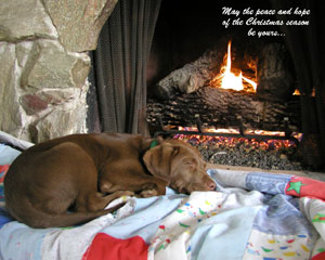 Dog On Fireplace