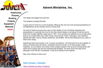 Advent Ministries website screenshot