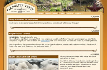 Coldwater Creek Neighborhood website screenshot