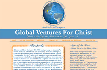Global Venture for Christ website screenshot